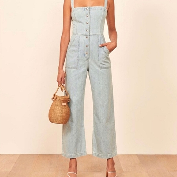 Reformation Pants - Reformation Bella Denim Jumpsuit Light blue